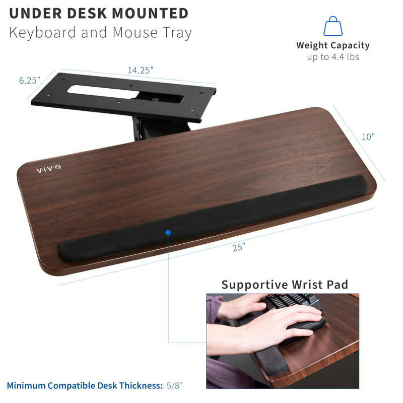 Dark Wood Adjustable Ergonomic Keyboard and Mouse Tray