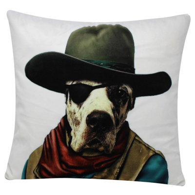 Cebron Dog With A Cowboy Hat Inspired Square Throw Pillow Cover