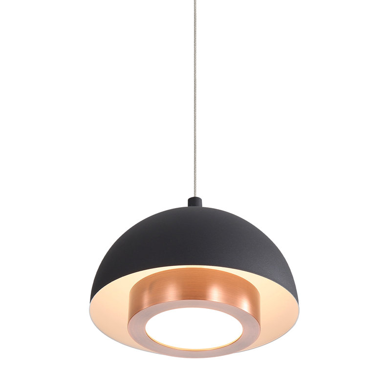 Luminaire suspendu DEL Solsken avec cuivre vieilli, H 14 po x l 7,13 po x P 7,13 po, 8 W, Sable, noir