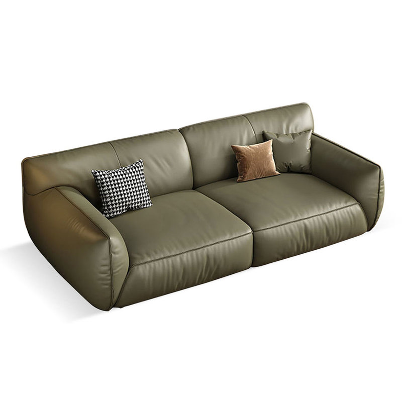 Canapé modulaire vert en cuir véritable, H 33,46 po x l 94,49 po x P 42,52 po, 3, Vert