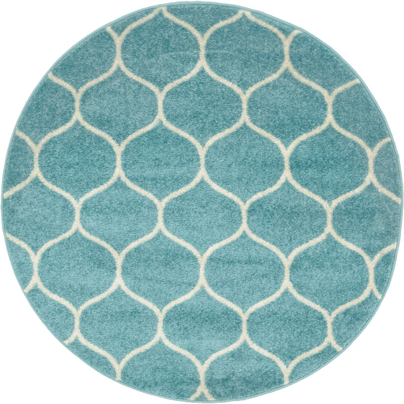 Tapis bleu clair Lllan, Rond 4 pi 1 po