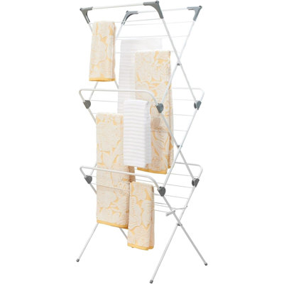 Grand séchoir à linge pliable en métal - 27 tiges, grande capacité