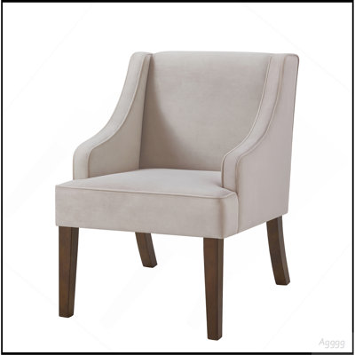 Fauteuil d'appoint Mid-Century moderne, fauteuil rembourré en tissu avec pieds en bois massif, fauteuil de lecture pour le salon, la chambre à coucher, le bureau - BLEU CLAIR