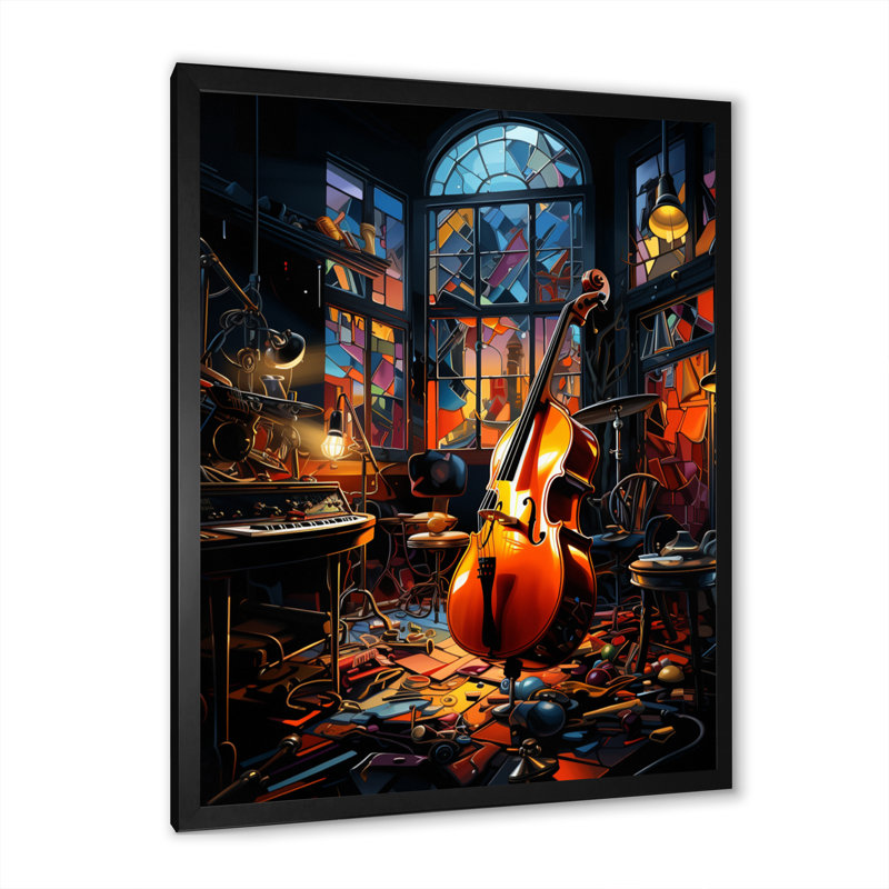 Music Jazz Fusion Vibrant - Entertainment Wall Art Prints, H 32 po x l 16 po x P 1 po, Cadre photo noir