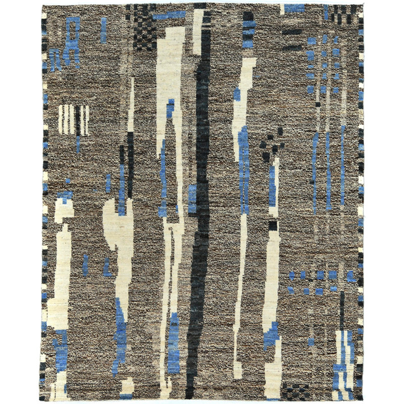 Tapis multicolore tribal moderne fait à la main de style marocain 8 x 10