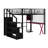 Full Size Metal Loft Bed With Built-In Work Station, Wardrobe, Storage Staircase And LED