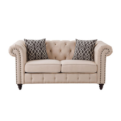Aurelia Beige Linen Loveseat W/2 Pillows