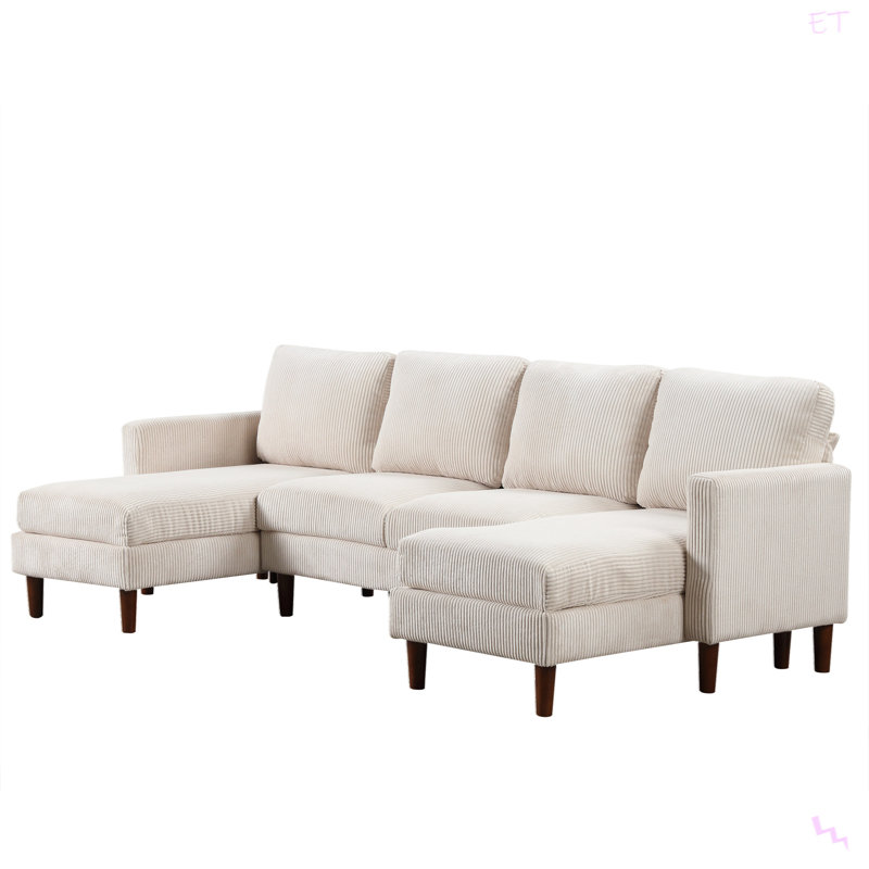 U-Shaped Sponge-Filled Cushion Combination Sofa, Beige