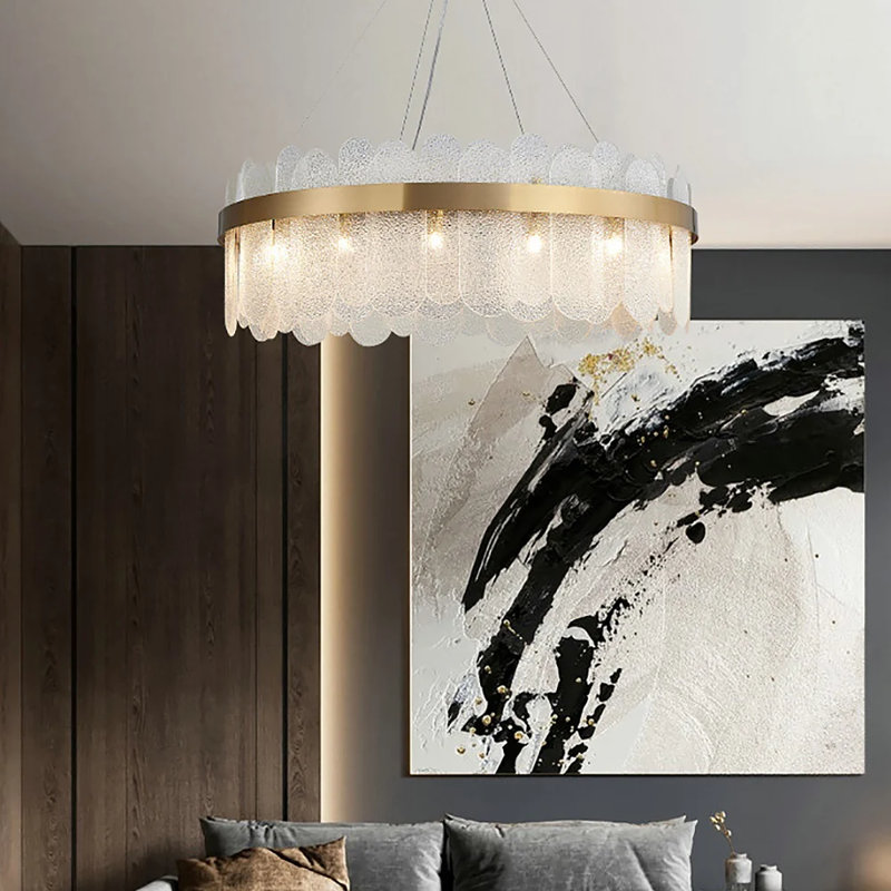 Aarzish Chandelier Modern Round Clear Glass Chandelier, 27cm H x 60cm W x 60cm D, 10