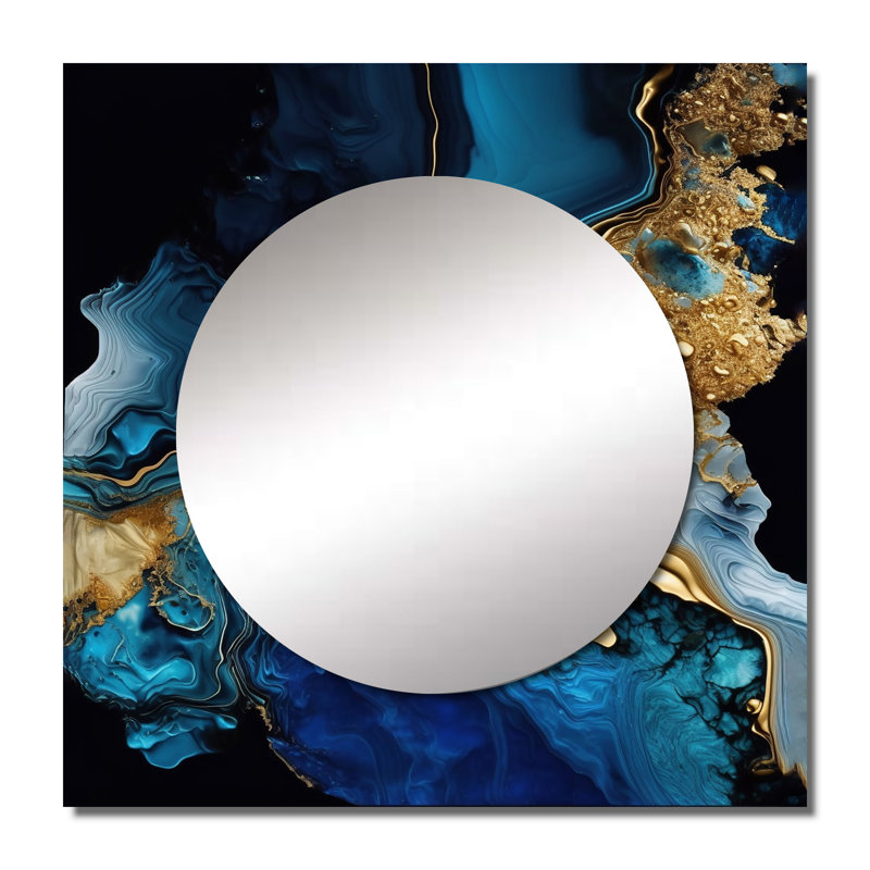 Khrystian - Miroir carré abstrait en marbre pour décoration murale, 23 po x 23 po