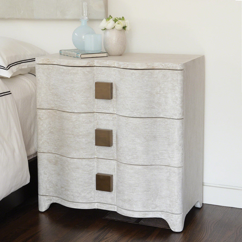 Toile Linen Bedside Chest, White/Brown