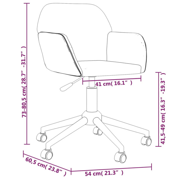 Chaise d'appoint pivotante Dettrick pour tissu de salon de bureau, Noir