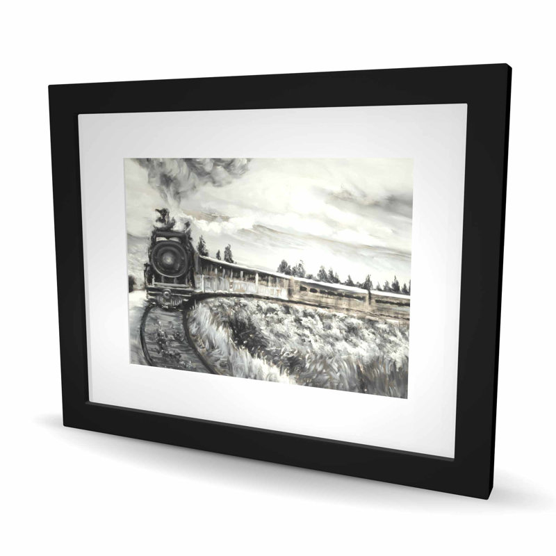 Steam Engine Train - Mountains Contemporary Framed Print