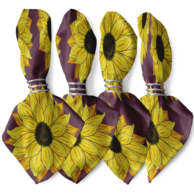 Vieux Polyester Floral Square Napkin, 18" W x 18" L, Purple
