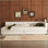 Grand lit plateforme tapissier grand avec USB et lit gigogne simple, beige (ancien SKU: DL000559AAA-1, ETA: 3,8)