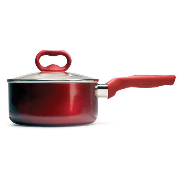Ecolution Bliss Saucepan with Glass Lid, 2 Quart, Candy Apple