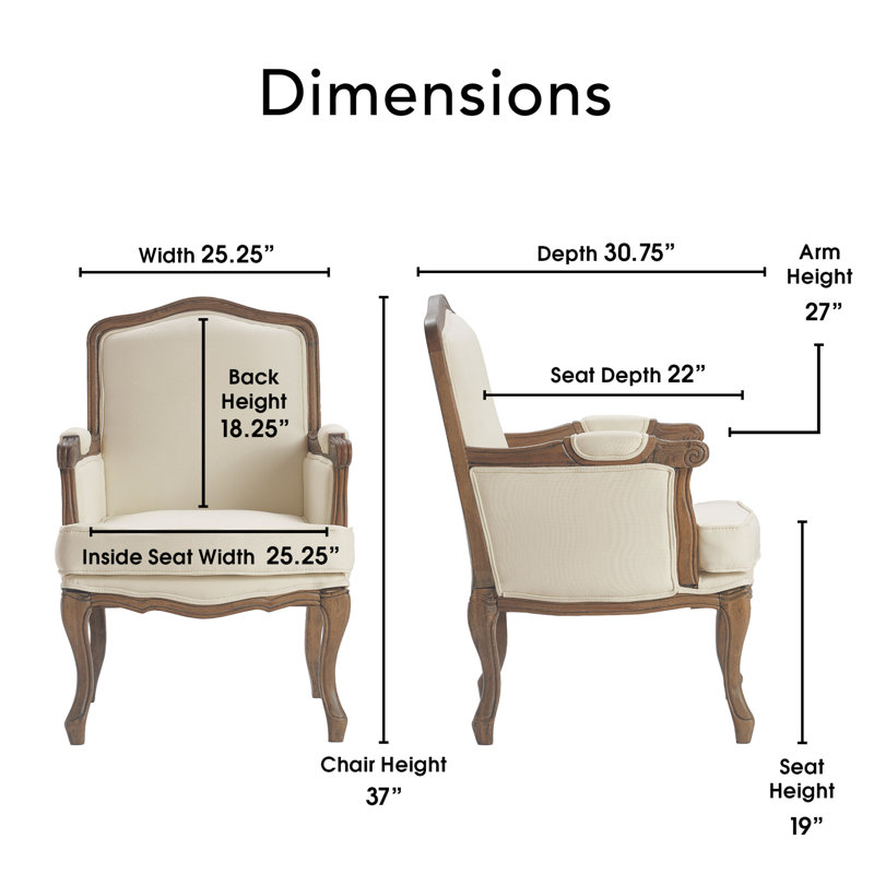 Cream Upholstered Wood Frame Accent Armchair