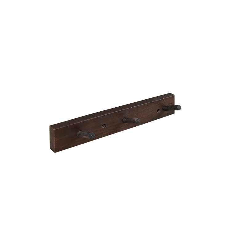Wall Mounted Coat Rack, Dark Walnut, 2" H x 19.75" W x 0.75" D