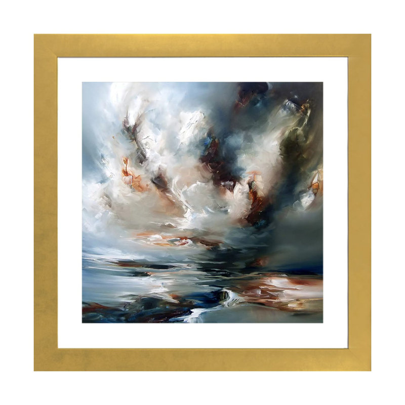 «Heaven's Place» par J.A Art - impression d'art graphique, H 16 po x l 16 po x p 1 po, Papier encadré doré