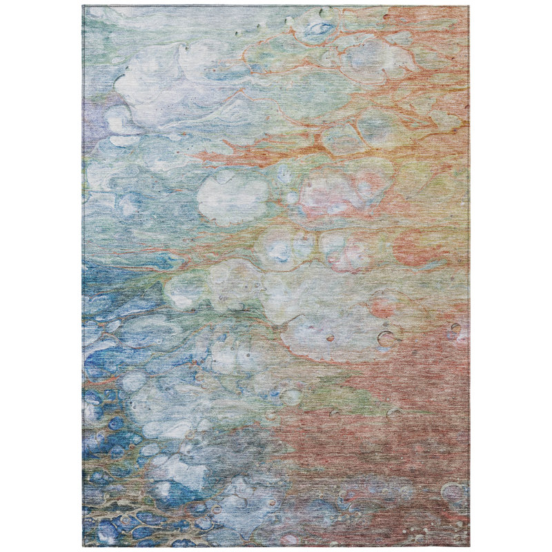 Deeya Washable Abstract Indoor / Outdoor Rug, Rectangle 5' x 7'6"