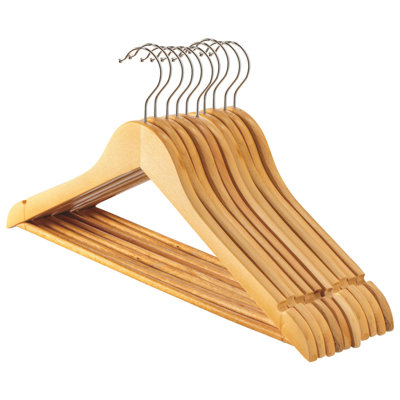 Harbour Housewares - Strong Wooden Clothes Hangers - Set of 10