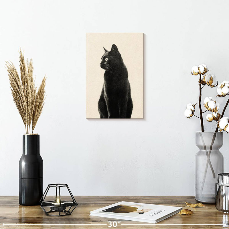 Chat noir Brampt beige, H 12 po x l 8 po