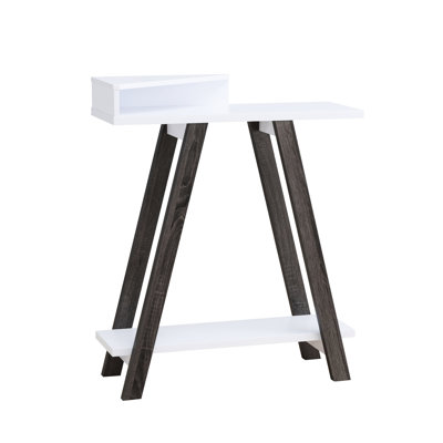 White & Grey Two Toned Console Table, 2 Shelves, A Shaped Leg Youthfulness Table - Grey, Extra Storage, Aspect