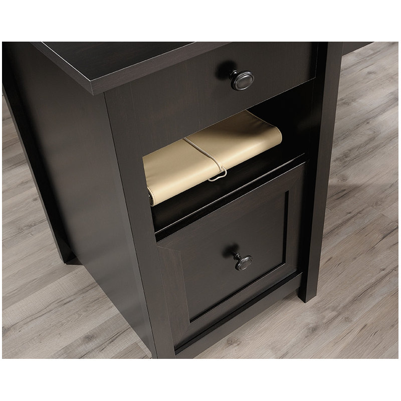 Bureau en L doux avec tiroir classeur, Brun