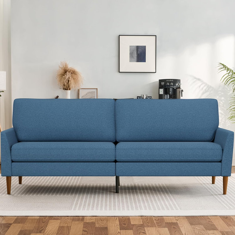 Causeuse standard rembourrée, Velours côtelé vert, H 35,6 po x l 88 po x P 26,4 po
