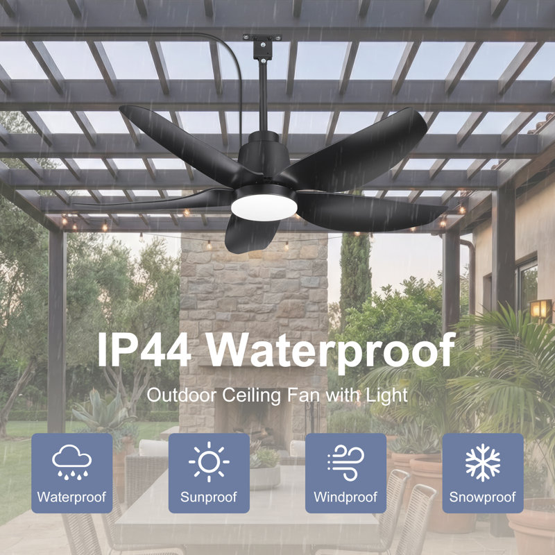 42" IP44 Waterproof  Plug-In Outdoor Indoor Ceiling Fan With Light And Remote Control