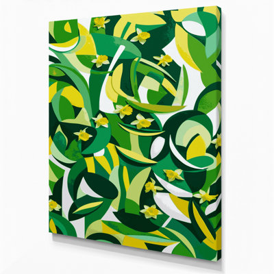 Abstrait, formes 56, art mural sur toile verte