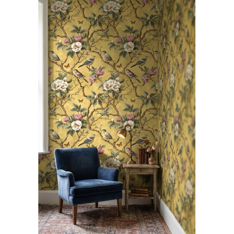 Papier peint rétro avec motif floral pelez et collez