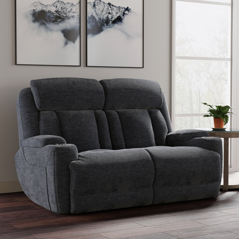 Pul 65'' Pillow Top Arm Reclining Loveseat, Lucky Charcoal