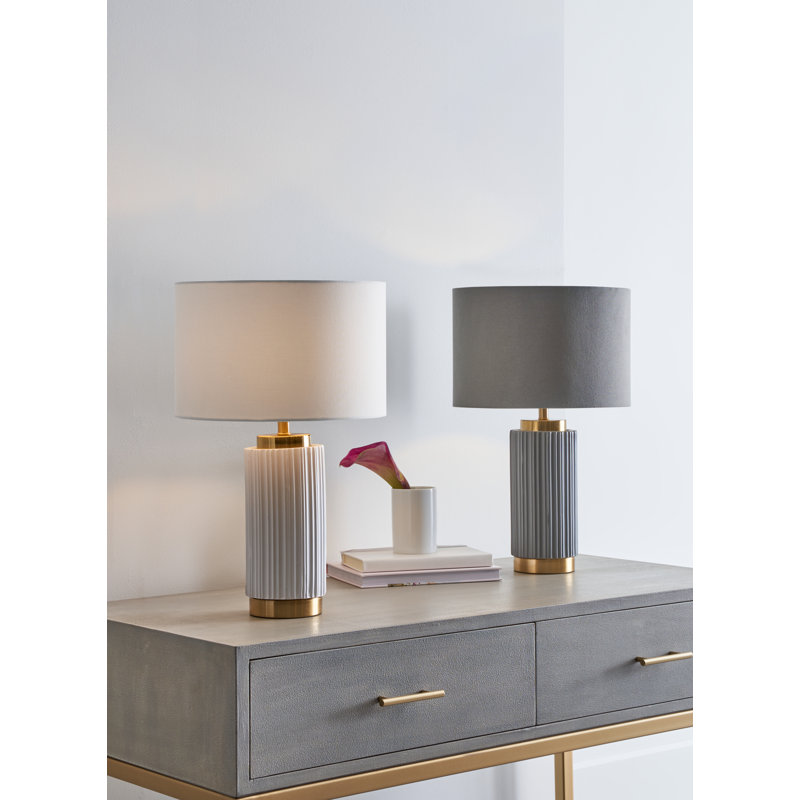 Ionic Ceramic Table Lamp, Grey