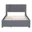 Lit plateforme double tapissier gris avec 2 tiroirs et lit gigogne, tête de lit classique et contreplaqué, fonction d'organisation de la chambre à coucher, configuration des tiroirs facile à assembler