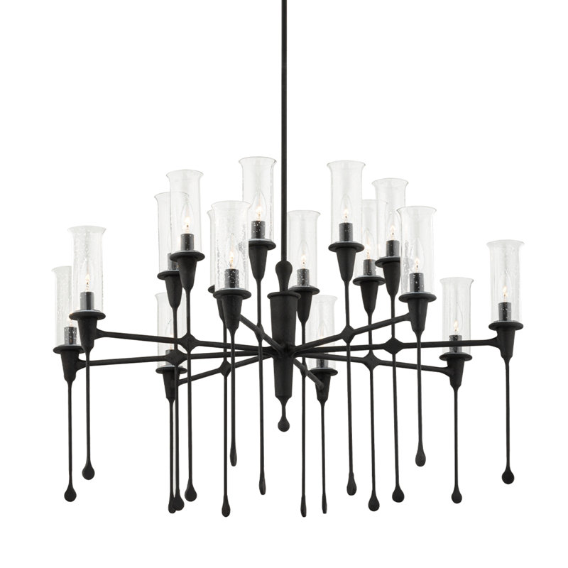 Chisel 16 Light Chandelier, Black Iron