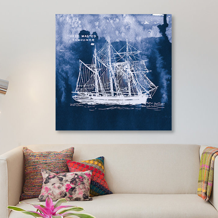 «Sailing Ships II», impression sur toile tendue, H 18 po x l 18 po x P 1,5 po, Toile tendue, Pas de tapis