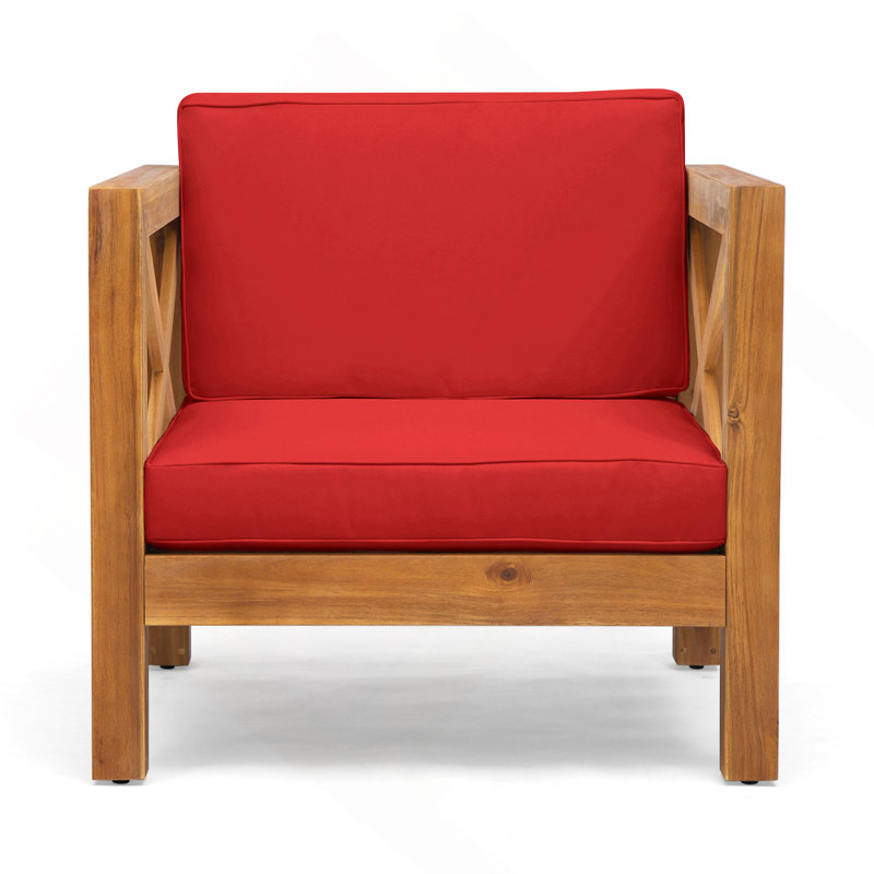 Fauteuil club Brava, Red, Teak