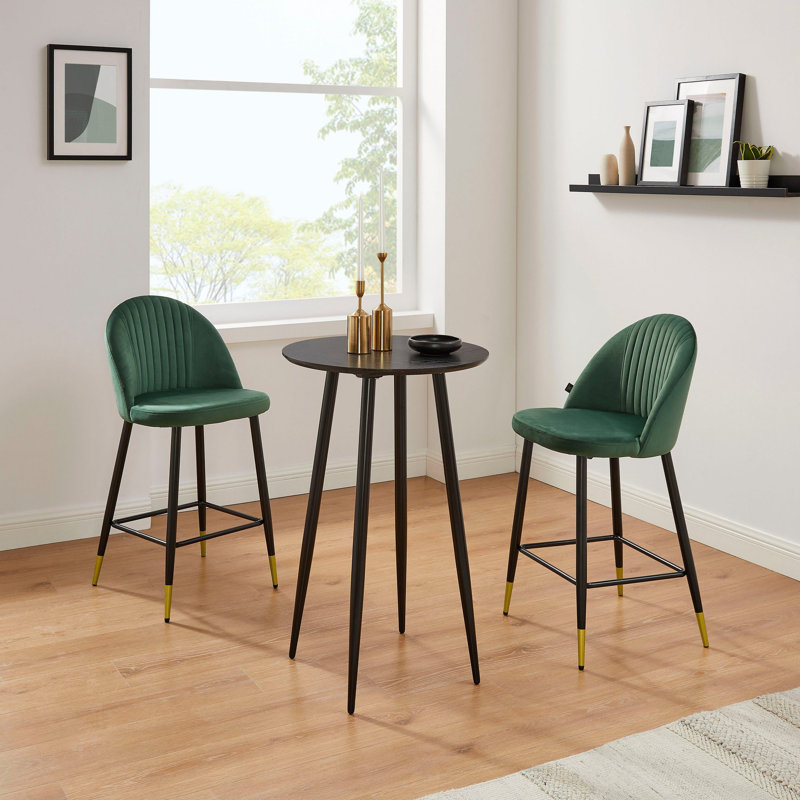 Armendariz Round Metal Base Dining Table, Black