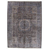 Hand Knotted Wool Area Rug in Brown And Gray