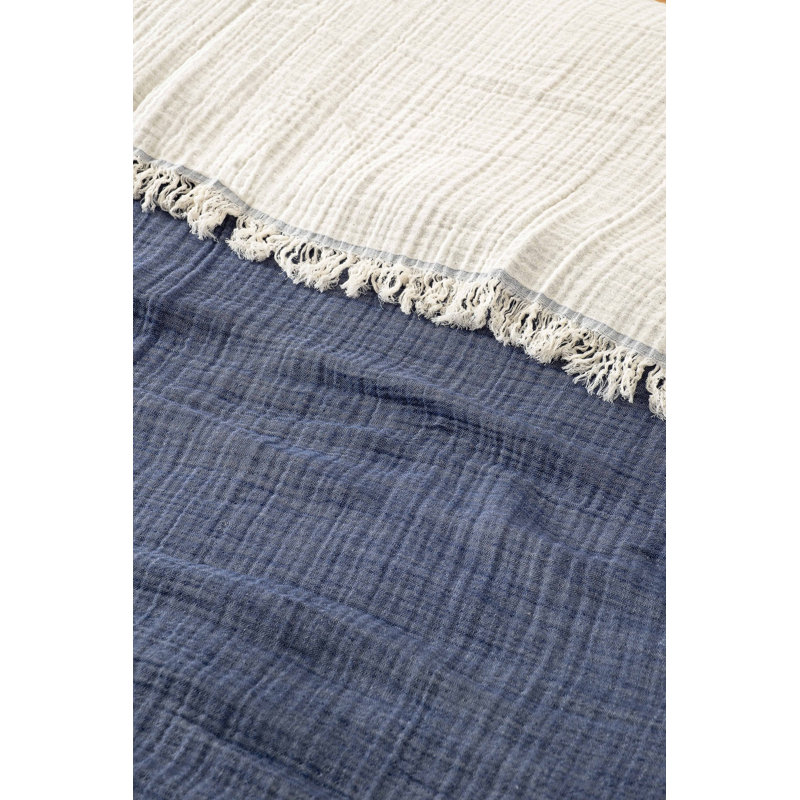 Luxurious Navy Blue Double Bedspread, 90 x 98 inches | 100% Cotton, 4 Ply | Machine Washable, Easy Care, Soft and Durable | Perfect for Cozy Bedrooms, Elegant Home Décor & Comfort