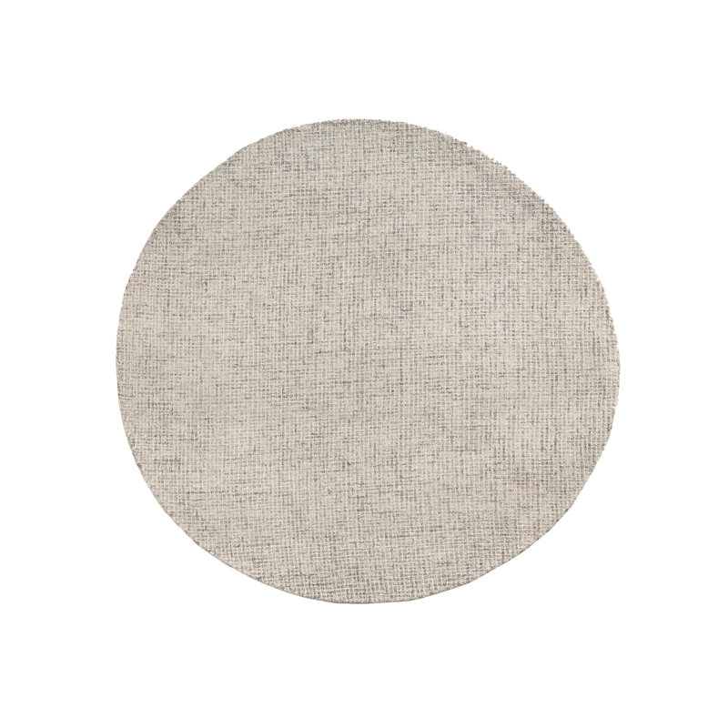 Abstract Contemporary Grid Handmade Wool Blend Area Rug, Round 6', Rust/Beige