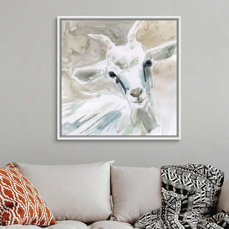 Bill E. Goat - reproduction d'art sur toile, Cadre flottant blanc, H 37,7 po x l 37,7 po x P 1,75 po