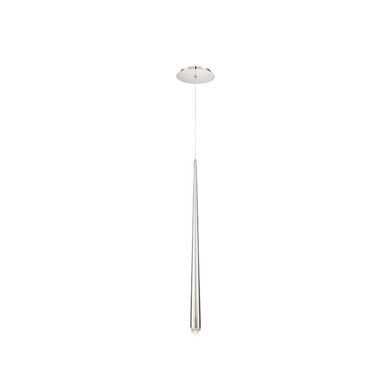 Cascade 1 - Light Single Cylinder LED Pendant, 28" H x 1.63" W x 1.63" D, Polished Nickel