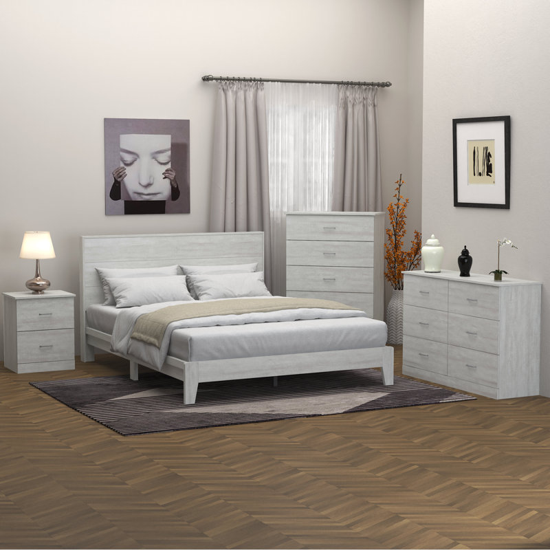 Allyannah 4 Pieces Bedroom Set, Dusty Gray Oak, Queen