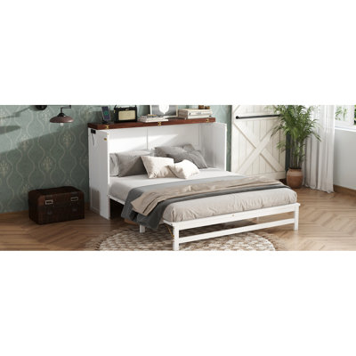 Blanc - Grand lit en pin massif noyer avec tiroir de rangement et charge, pour chambre d'amis dans un petit bureau à domicile, station de charge, bureau