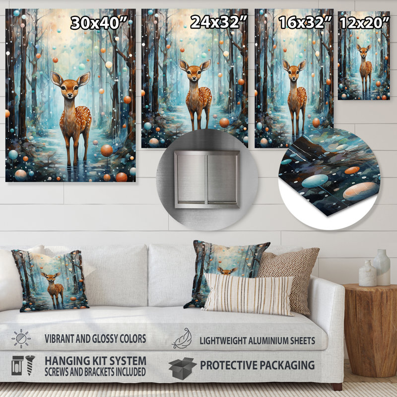 «Forest Winter Children», art mural animaux en métal, H 20 po x l 12 po x P 1 po