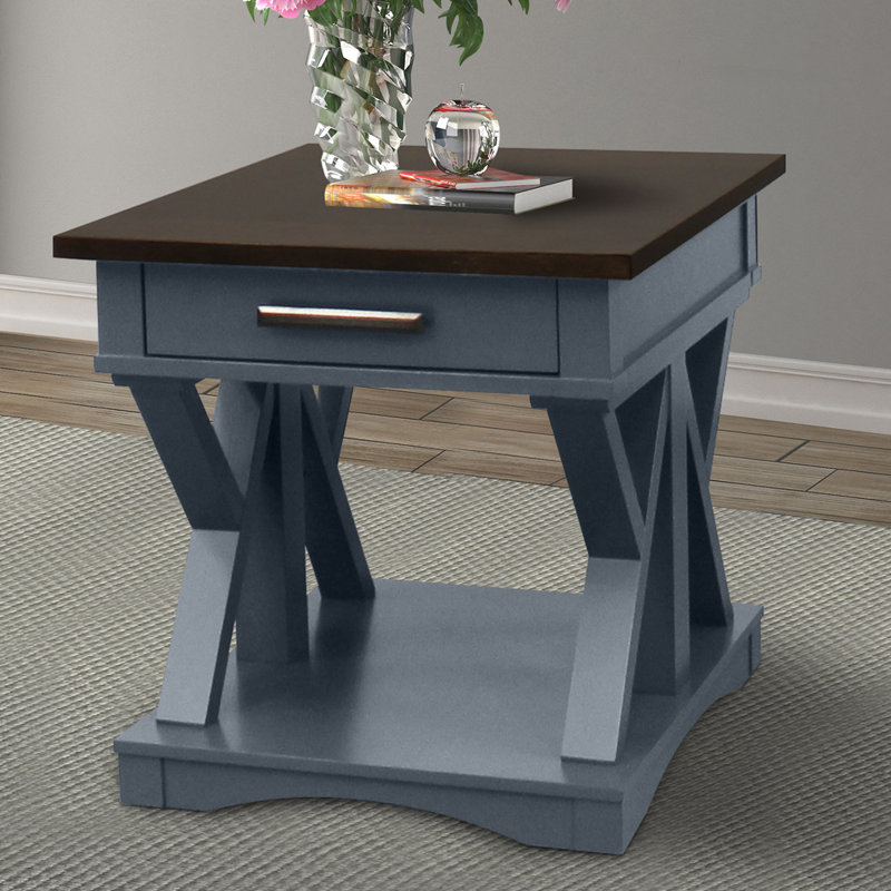 Bankhead End Table with Storage, Sable Top/Denim Base
