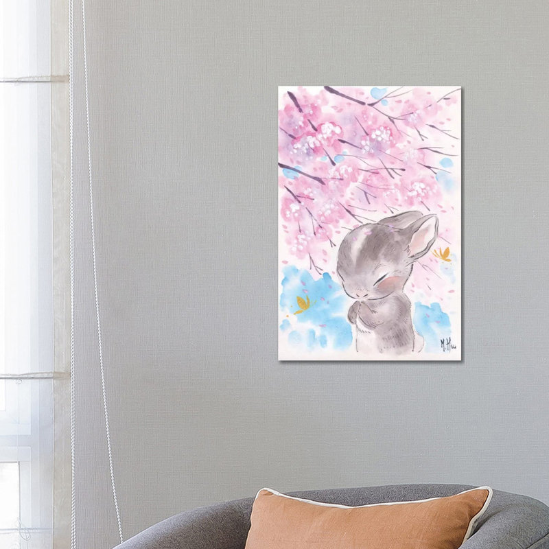 Cherry Blossom Wishes - Cottontail by Martin Hsu - Painting on Canvas, Wrapped Canvas, 66.04 cm H x 45.72 cm W x 1.91 cm D