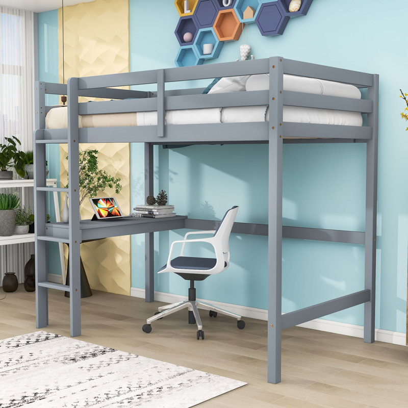 Gress Kids Twin Loft Bed, Gray